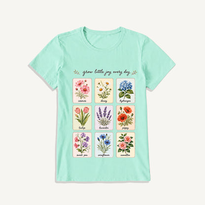 Little Joy Botanical Cards Print Crew Neck Cotton Tee