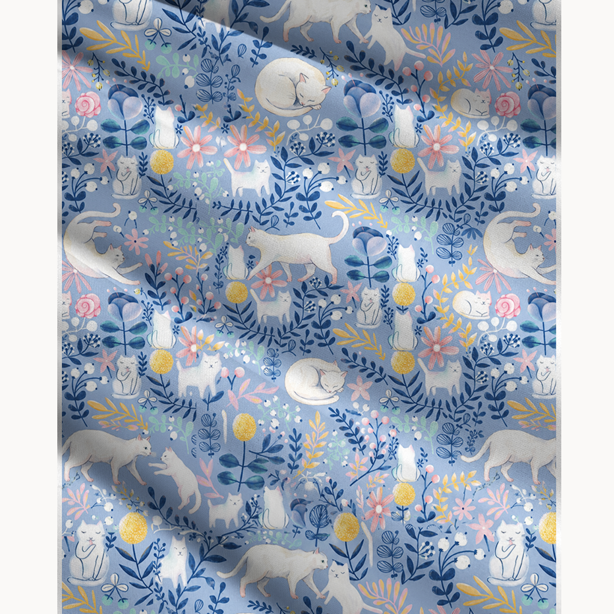 Blue Leaf Cat Print Convertible Maxi Skirt & Strapless Dress