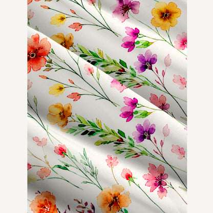 Watercolor Wildflower Print Wide Straps Maxi Dress With Pockets