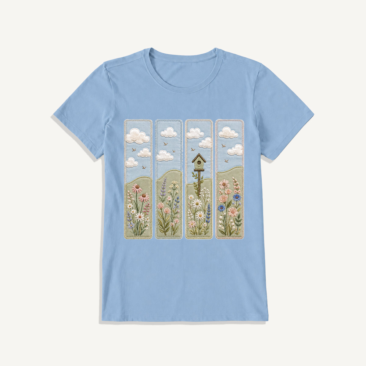 Wildflower Meadow Stitch Print Crew Neck Cotton Tee