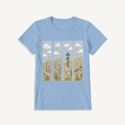 Wildflower Meadow Stitch Print Crew Neck Cotton Tee