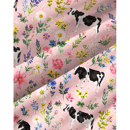 Holstein Cattle Cow Farm Animal Floral Pink Print Spaghetti Strap Mini Dress