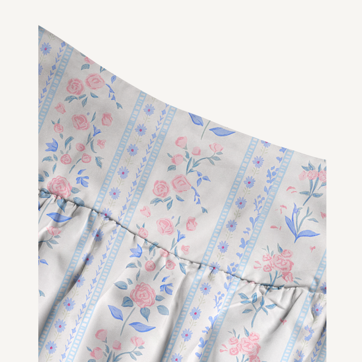 Blue Rose Print Convertible Maxi Skirt & Strapless Dress