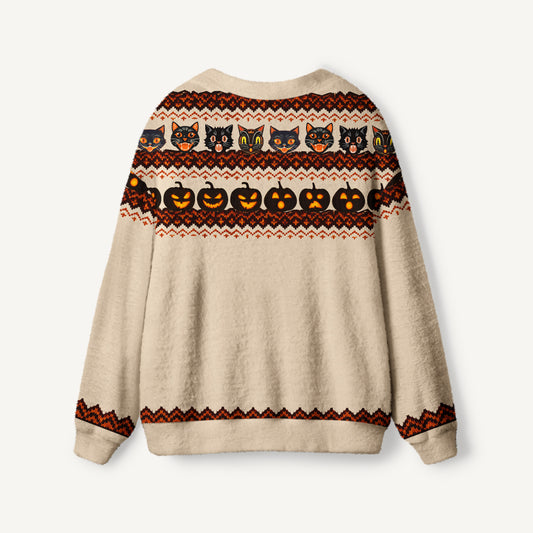 Halloween Pumpkin Art Print Ugly Cardigan Sweaters