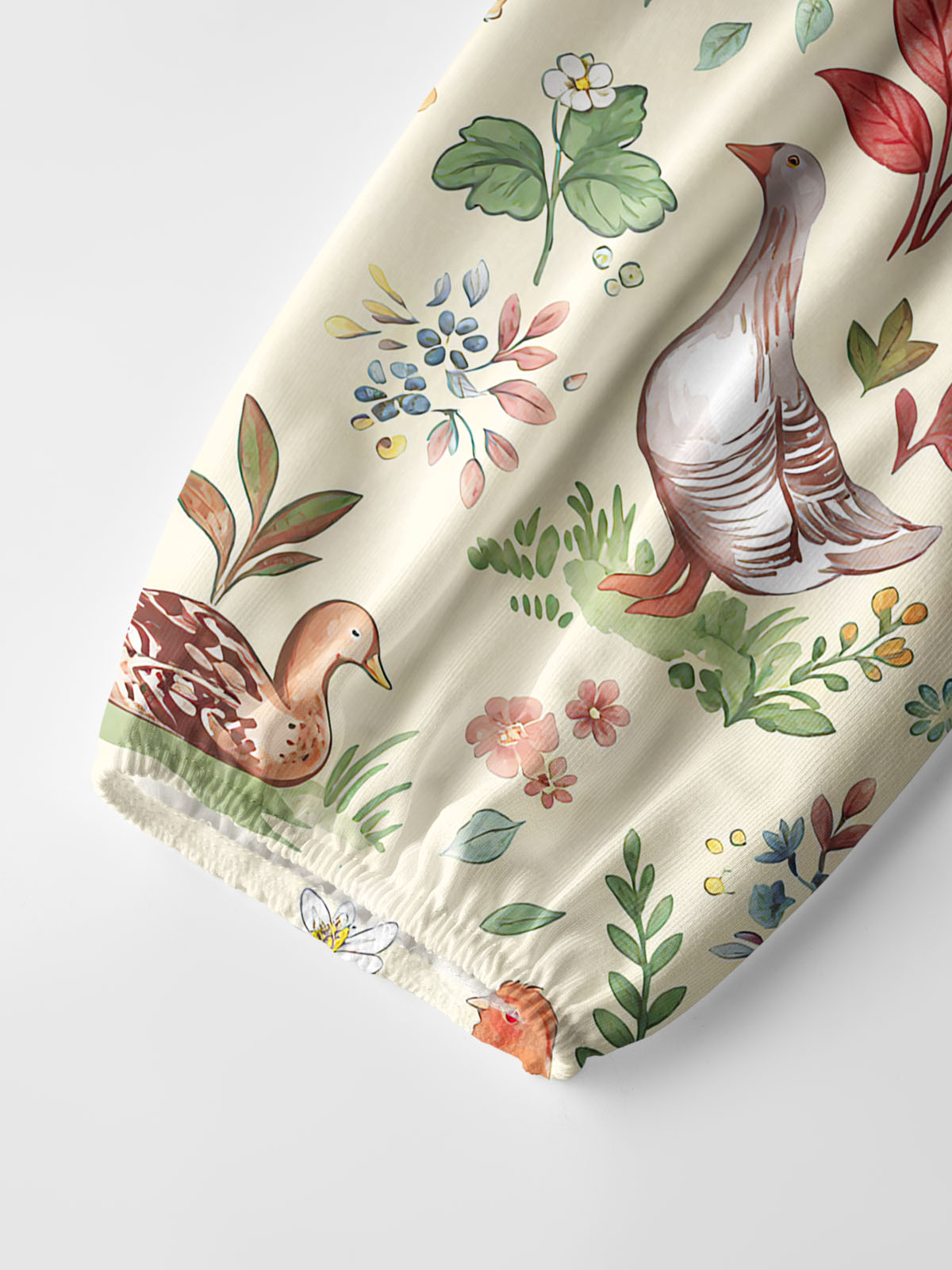 Countryside Garden Critter Print Boho Long Sleeve Tie‑Neck Blouse