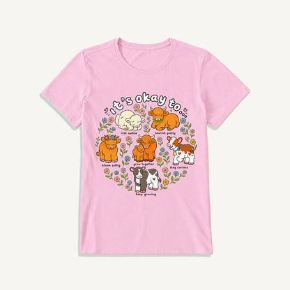 Gentle Growth Highland Cows Print Crew Neck Cotton Tee