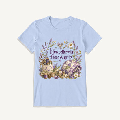 Stitched Quiet Happiness Print Crew Neck Cotton Tee