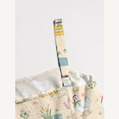 Whimsical Homestead Garden Print Wide Straps Maxi Dress With Pockets