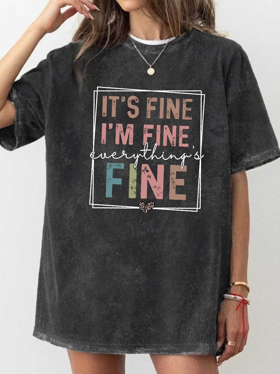Plus Size Everything Is Fine Washed T-Shirt
